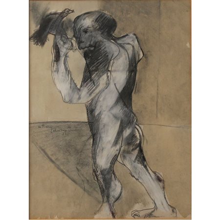 Salvatore Provino (1943) "Studio di figura" Matita e acquerello su carta in...