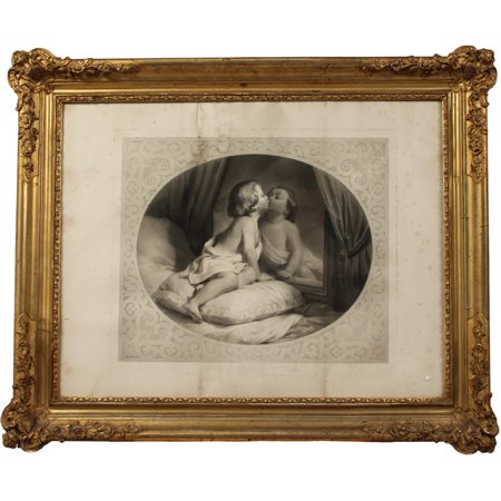 Educazione morale e della natura Coppia di incisioni in cornici in legno...