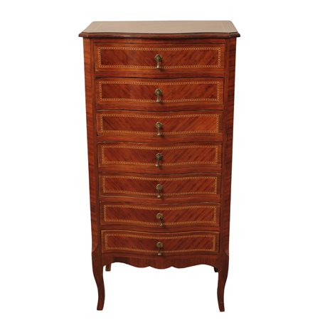 Settimino Noce con perfili in bosso. Sicilia. Secolo XX. Cm 52x34 h 105