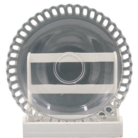 Piatto centrotavola Vetro soffiato con bordatura traforata. Secolo XX. Cm d 30