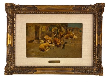 Tito Pellicciotti Barisciano (AQ) 1871 - 1950, La tosatura delle pecore