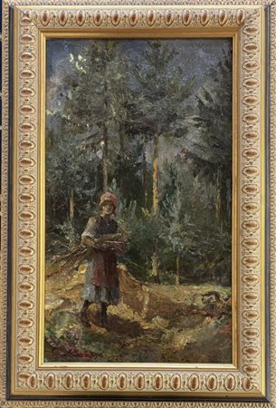 Arturo Dalcastagnè Torcegno (TN) 1877 - 1952 Clusone (BG), La raccolta della legna