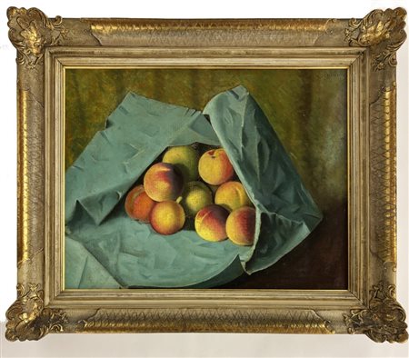 Giuseppe Calderini Camerino D'Asti (AT) 1892 - 1980, Natura morta con pesche