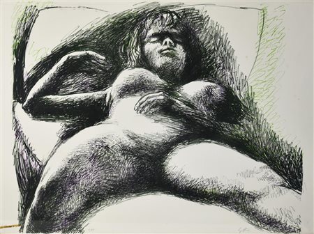Renato Guttuso SENZA TITOLO litografia, cm 55x75; es. 5/75 firma e tiratura