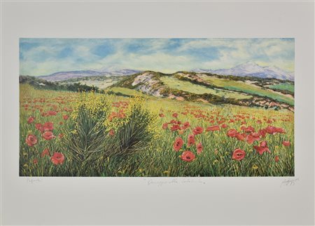 Franco Azzinari PAPAVERI - OMAGGIO ALLA CALABRIA, 1983 stampa tipografica, cm...