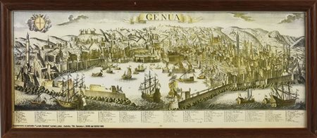 GENUA veduta della citta' di Genova stampa su carta, cm 15x38 Supplemento al...