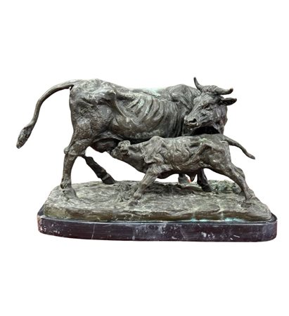 Scultura in bronzo a cera persa, periodo XIX/XX secolo, raffigurante Toro...