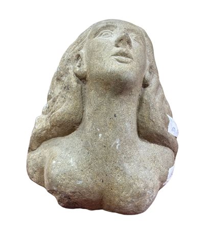 Scultura in pietra, periodo XIX secolo, raffigurante Volto di donna con...