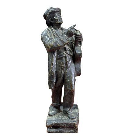 Scultura in bronzo a cera persa, periodo XX secolo, raffigurante Artista di...