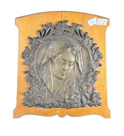 Placca in bronzo a cera persa in base in legno, periodo XIX secolo,...