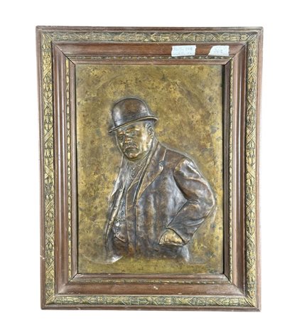 Scultura in bronzo a rilievo, periodo XIX/XX secolo, raffigurante Uomo con...