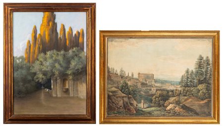 Lotto composto da due vedute della campagna romana, secoli XIX-XX