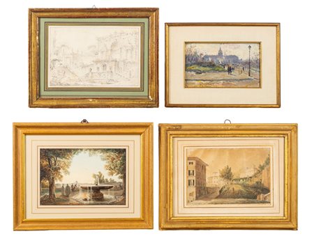 Lotto composto da quattro vedute di città