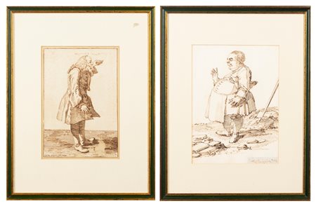 Due stampe raffiguranti caricature