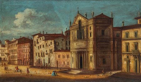 Scuola romana, secolo XVIII - Veduta della Chiesa di Santa Maria in via Lata a Roma