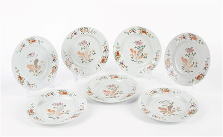 Sette piatti in porcellana Compagnia delle Indie, China, 18th century