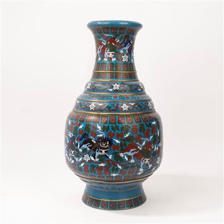 Grande vaso in smalto cloisonnè, Cina secolo XX