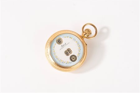 Orologio da tasca saltarello in oro 18 k, inizi secolo XX