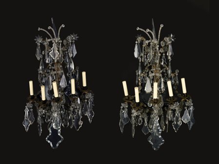 Coppia di appliques a cinque luci