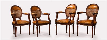 Quattro poltrone in stile Luigi XVI