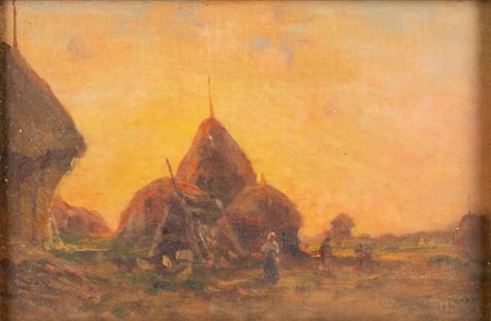 Carlo Follini (Domodossola 1848-Pegli 1938)  - Campagna romana, tramonto