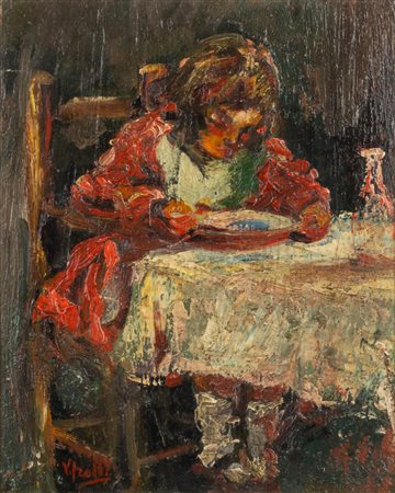 Scuola napoletana, secolo XIX - Fanciulla a tavola