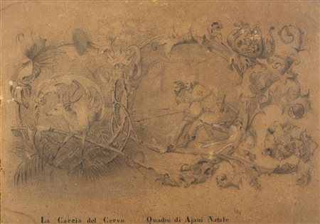 Scuola italiana, secolo XIX - La caccia del cervo