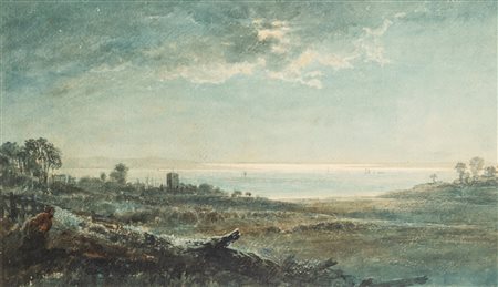 Scuola europea, secolo XIX - Paesaggio lacustre