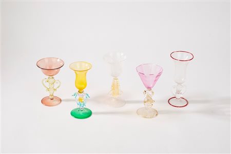 Murano - Lotto composto da cinque bicchierini in vetro di Murano