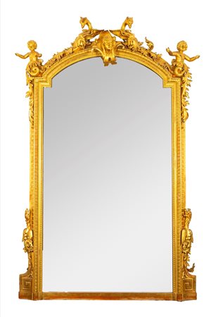 Caminiera in legno intagliato e dorato, secolo XIX