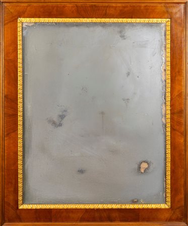 Specchiera rettangolare lastronata in mogano, secolo XIX