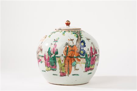 Potiche in porcellana policroma, Cina fine dinastia Qing