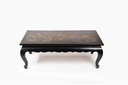 Pannello orientale in legno laccato, secolo XIX