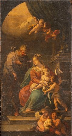 Scuola dell'Italia settentrionale, secolo XVIII - Sacra Famiglia con San Giovannino e angioletti