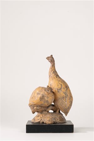 Guido Cacciapuoti (Napoli 1892-1953)  - Scultura in terracotta raffigurante due tacchini