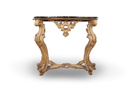 Consolle in legno intagliato e laccato, secolo XVIII