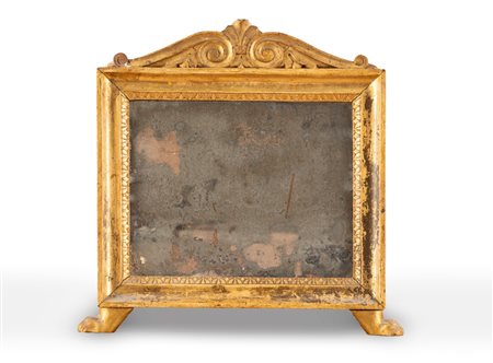 Cartagloria montata a specchiera in legno intagliato e dorato, secolo XIX