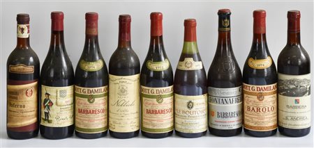 LOTTO DI NOVE BOTTIGLIE DI VINO DI VARIETA' E EPOCA DIFFE Beni presso...