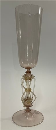 Manifattura di Murano Grande calice in vetro soffiato ametista chiaro trasparent