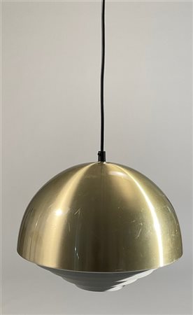 Lampada a sospensione in alluminio satinato e verniciato bianco con lamierini c