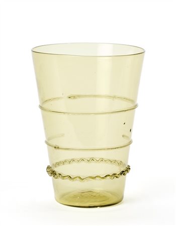 Manifattura di Murano Vaso in vetro soffiato pagliesco trasparente con decorazio