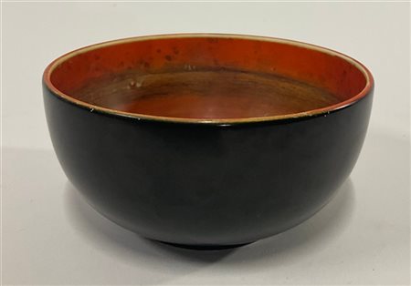 Richard Ginori - San Cristoforo Ciotola in ceramica smaltata nera e arancione. (