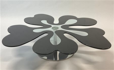 Cattelan Italia Tavolo basso con piano in vetro incolore e nero opaco a forma di