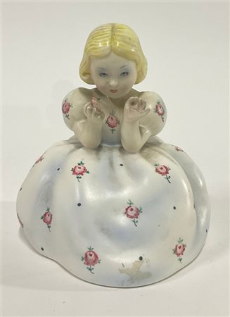 Lenci Fanciulla con fiore. Torino, anni '30. Statuina in ceramica formata a cola