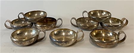 Sambonet Sessanta ciotole con manico. Italia, anni '40/'50. Metallo argentato. M