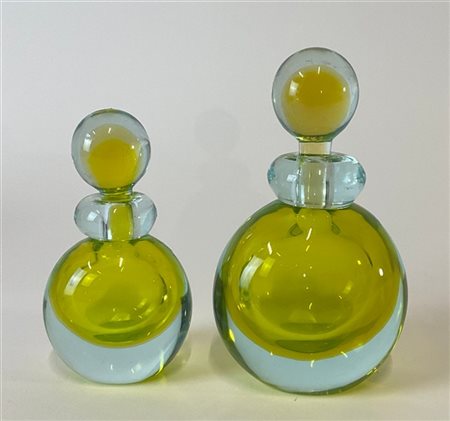 Seguso Vetri d'Arte (Attribuito)
Due boccette portaprofumo con tappo in vetro so