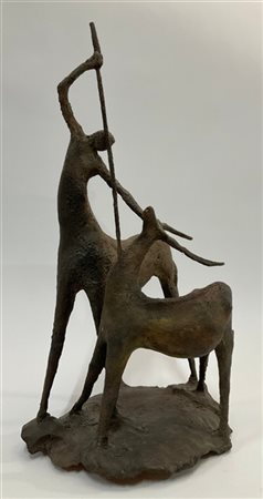 "Scena di caccia"
Gruppo scultoreo. Italia, 1963. Terracotta e metallo. Firma i