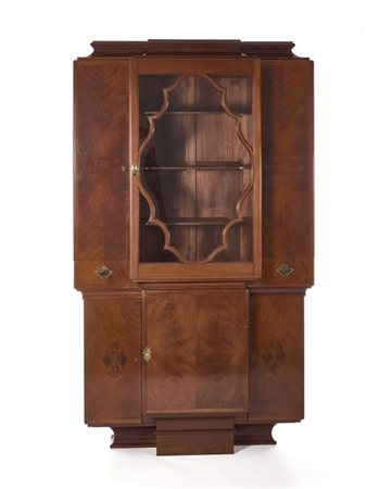 Alberto Issel Libreria con anta centrale vetrata decorata da motivo geometrico.