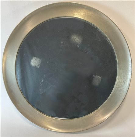 Sergio Mazza Specchio tondo con cornice in ottone nichelato opaco modello "Narci