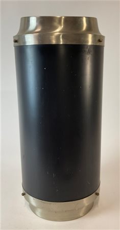 Sergio Mazza Portaombrelli in metallo laccato nero con profili in metallo nichel